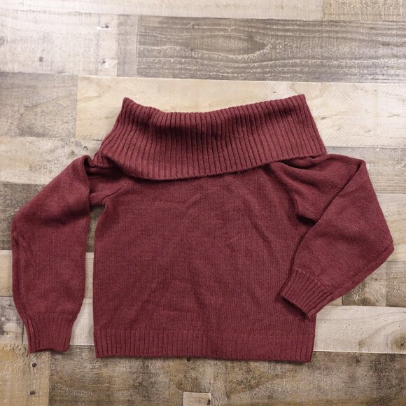 Abercrombie & Fitch Off-Shoulder Sweater Women's Medium Burgundy NWT - Picture 1 of 12